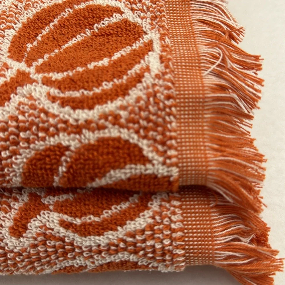 8pc Deborah Connolly Pumpkin Print Bath Towel Set With Fringe - Pump Min…